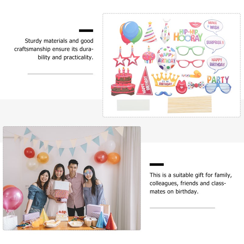 2 Sets Birthday Photo Booth Props Funny Selfie Photo Prop Party Supplies - Image 5