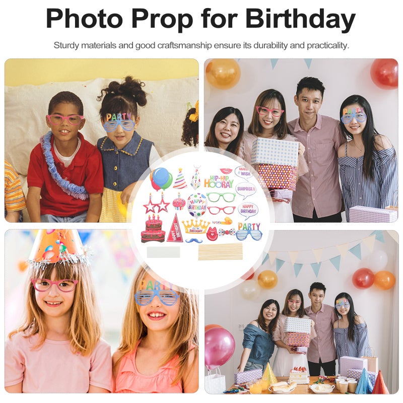 2 Sets Birthday Photo Booth Props Funny Selfie Photo Prop Party Supplies - Image 4