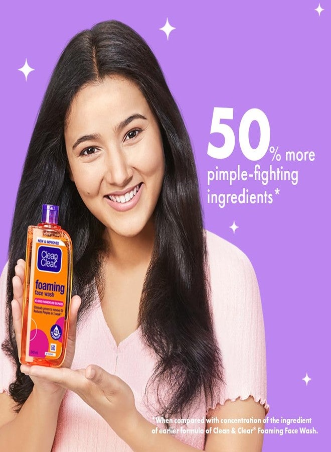 Clean & Clear Foaming face wash for oily skin, removes 99.8% pimple causing germs, Home & travel combo pack offer- Buy 240ml Get 100ml Free - Image 5