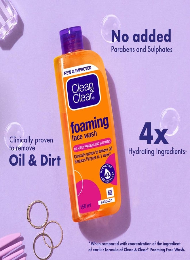 Clean & Clear Foaming face wash for oily skin, removes 99.8% pimple causing germs, Home & travel combo pack offer- Buy 240ml Get 100ml Free - Image 4
