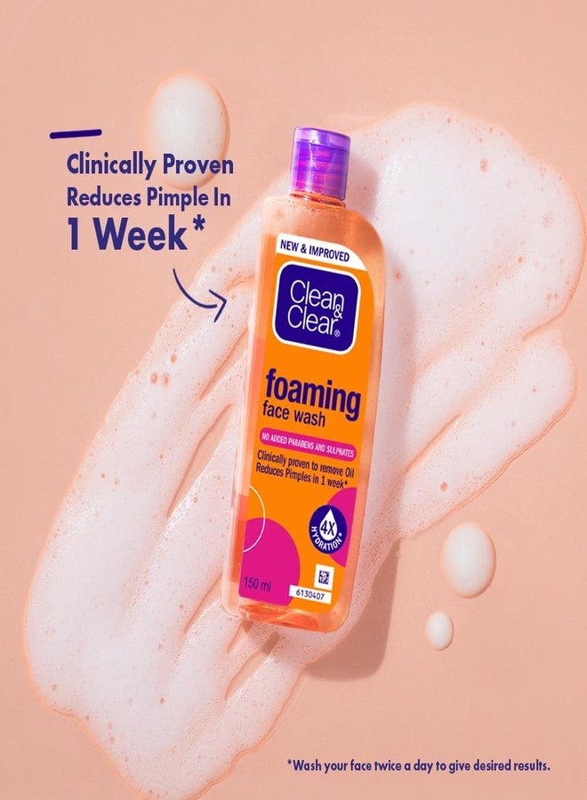 Clean & Clear Foaming face wash for oily skin, removes 99.8% pimple causing germs, Home & travel combo pack offer- Buy 240ml Get 100ml Free - Image 3