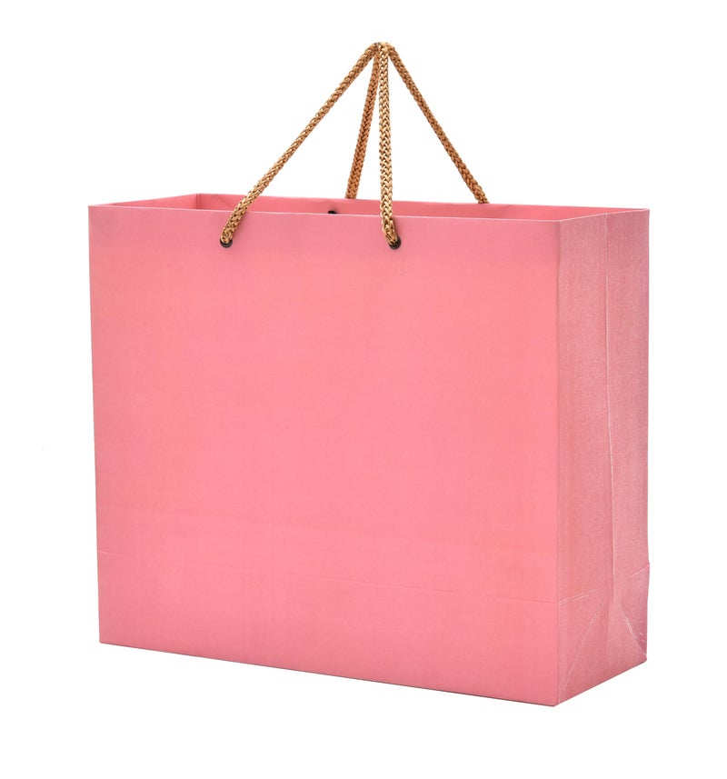 PPJ ® -HAPPY BIRTHDAYPLAIN PINK THEME PARTY (30 Pcs.) PAPER CARRY BAG, 13 Inch X 11 Inch X 4.75 Inch RETURN GIFT/HAPPY BIRTHDAY/RETURN GIFTS/GIFTS/GIFT BAGS/GIFT COVERS (Pack of 30) - Image 1