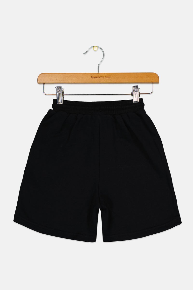 Reebok شورتات تدريب تيري للأطفال الأولاد بشعار العلامة التجارية، أسود - Image 3