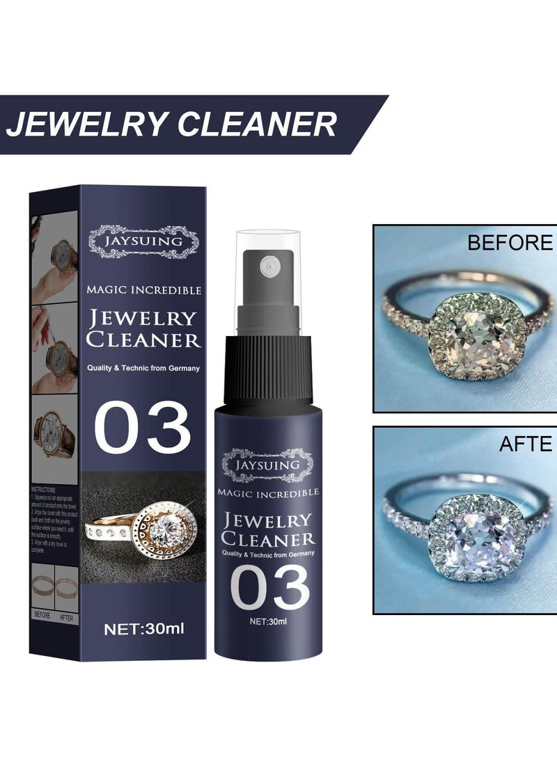Jaysuing Jewelry Cleaner Spray, Dirt Cleaner, Rust Removal, Polish, Jewellery Cleaner with Brush, Diamond Shine Jewelry Cleaner - Image 2