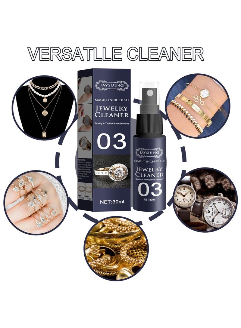 Jaysuing Jewelry Cleaner Spray, Dirt Cleaner, Rust Removal, Polish, Jewellery Cleaner with Brush, Diamond Shine Jewelry Cleaner - Image 3