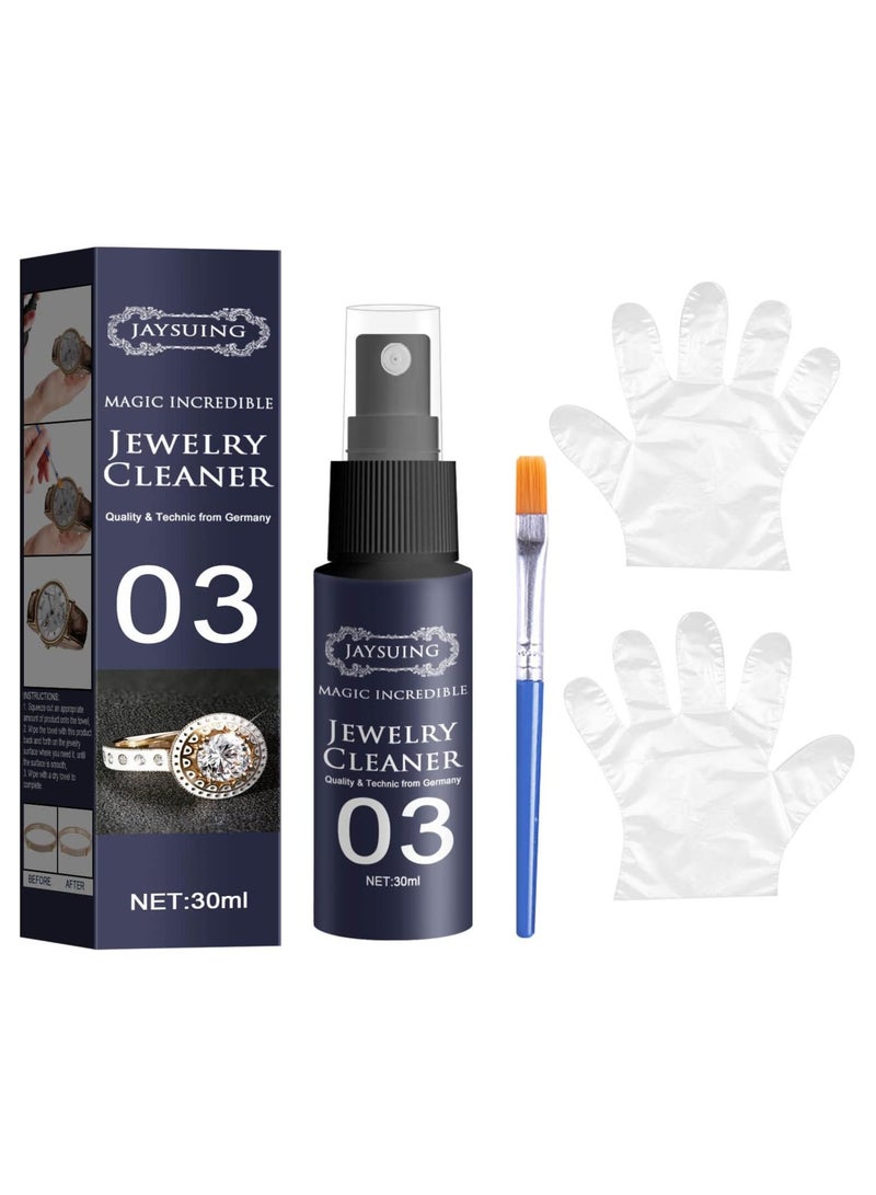 Jaysuing Jewelry Cleaner Spray, Dirt Cleaner, Rust Removal, Polish, Jewellery Cleaner with Brush, Diamond Shine Jewelry Cleaner - Image 1
