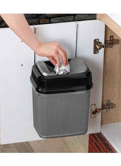 Hangable Under-Counter Practical Lid Garbage Bin 5.5 Liter Gray