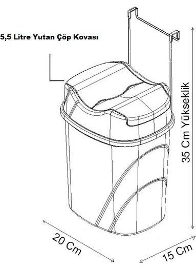 SAS - Hangable Under-Counter Practical Lid Garbage Bin 5.5 Liter Gray - Image 1