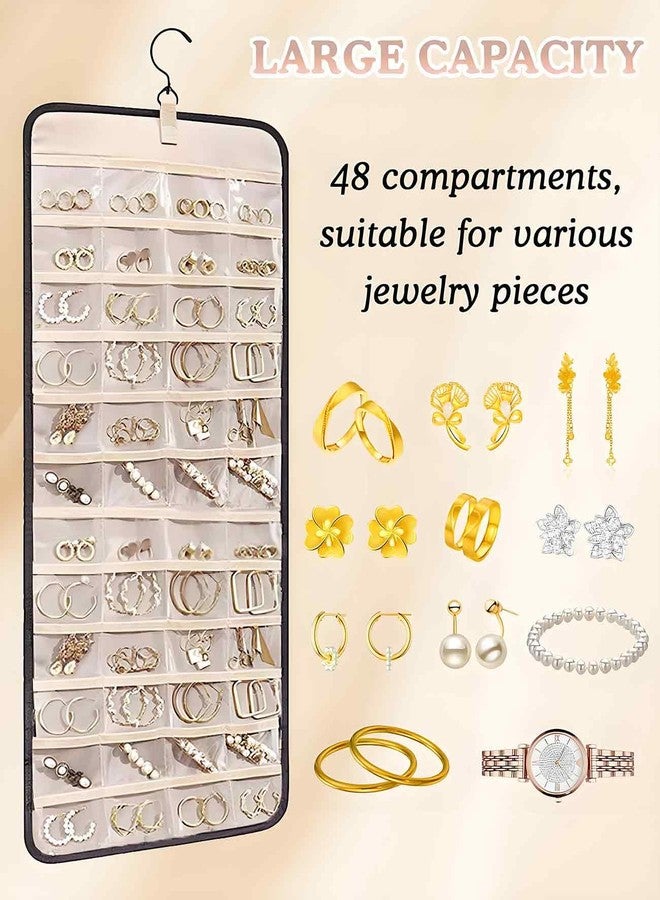 Waaqkid 2 Pack Hanging Jewelry Organizer for Closet, Double Sided 36 Necklace Hooks 48 Pockets Holder - Image 4