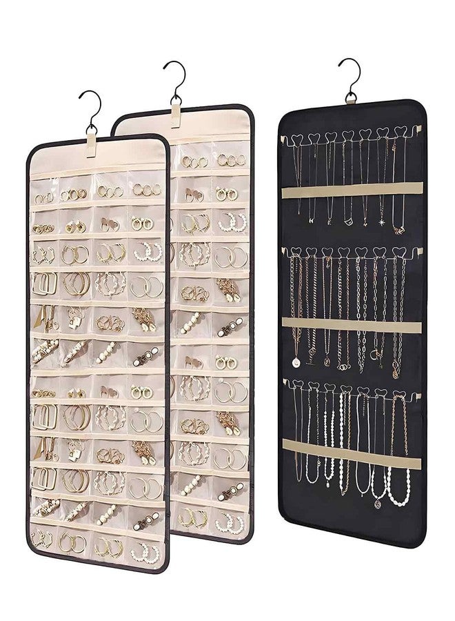 Waaqkid 2 Pack Hanging Jewelry Organizer for Closet, Double Sided 36 Necklace Hooks 48 Pockets Holder - Image 1