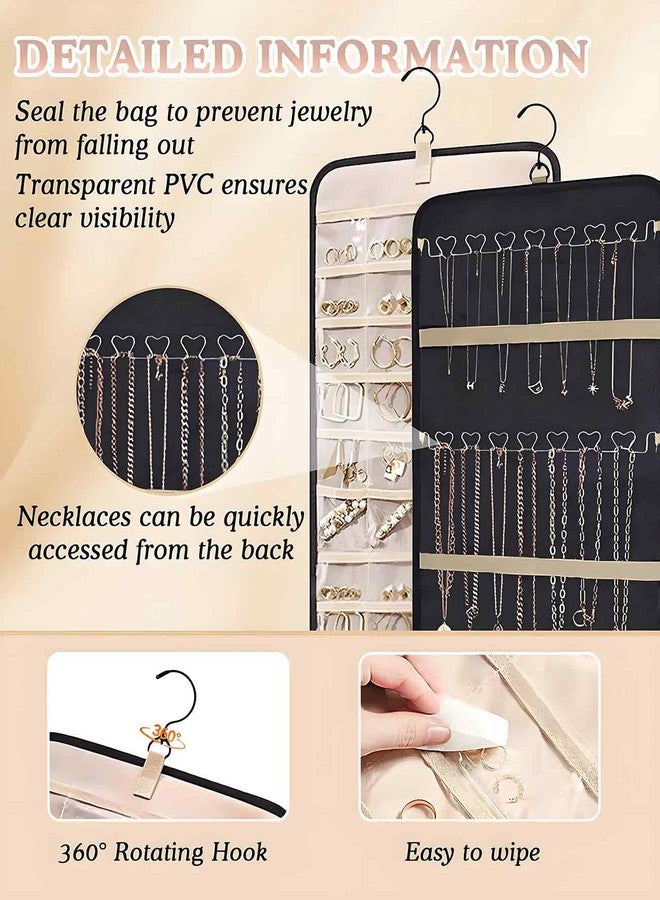Waaqkid 2 Pack Hanging Jewelry Organizer for Closet, Double Sided 36 Necklace Hooks 48 Pockets Holder - Image 2