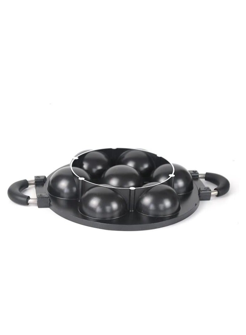 DubaiGallery مقلاة تاكويكي كبيرة الفتحة من اليابان مع غطاء زجاجي، قالب كعك، مقلاة خبز، قلي البيض، مقلاة بوفيرتس، مقلاة أبام، مقلاة بانخ كوت، قالب كعك، صانع تاكويكي، غير لاصق، (7 ثقوب) - Image 4