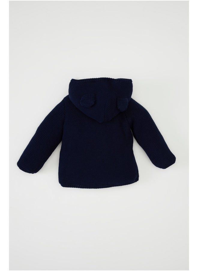 DeFacto Babyboy Tricot Regular Fit Hooded Long Sleeve Cardigan  - Image 4