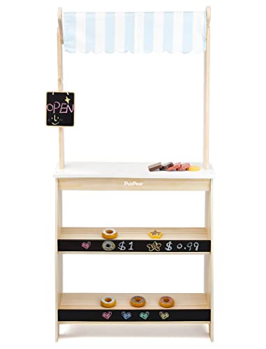 PairPear Grocery Store Pretend Play Wooden Toys Lemonade Stand for Kids Natural Style Market Stand Play Food Sets - Image 1