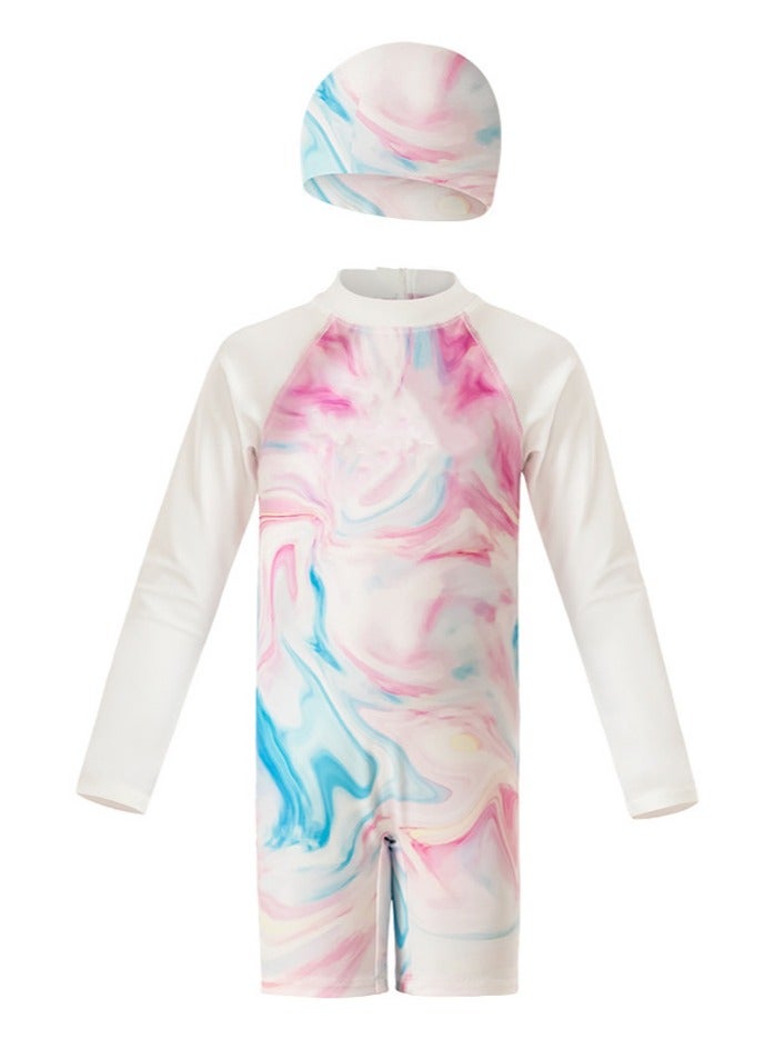 Swimming Wear With Swim Cap Suit for Toddler/Junior/Youth Aged 7 Years For  Girls one piece，No formaldehyde, bleach, and fluorescent agen - Image 1