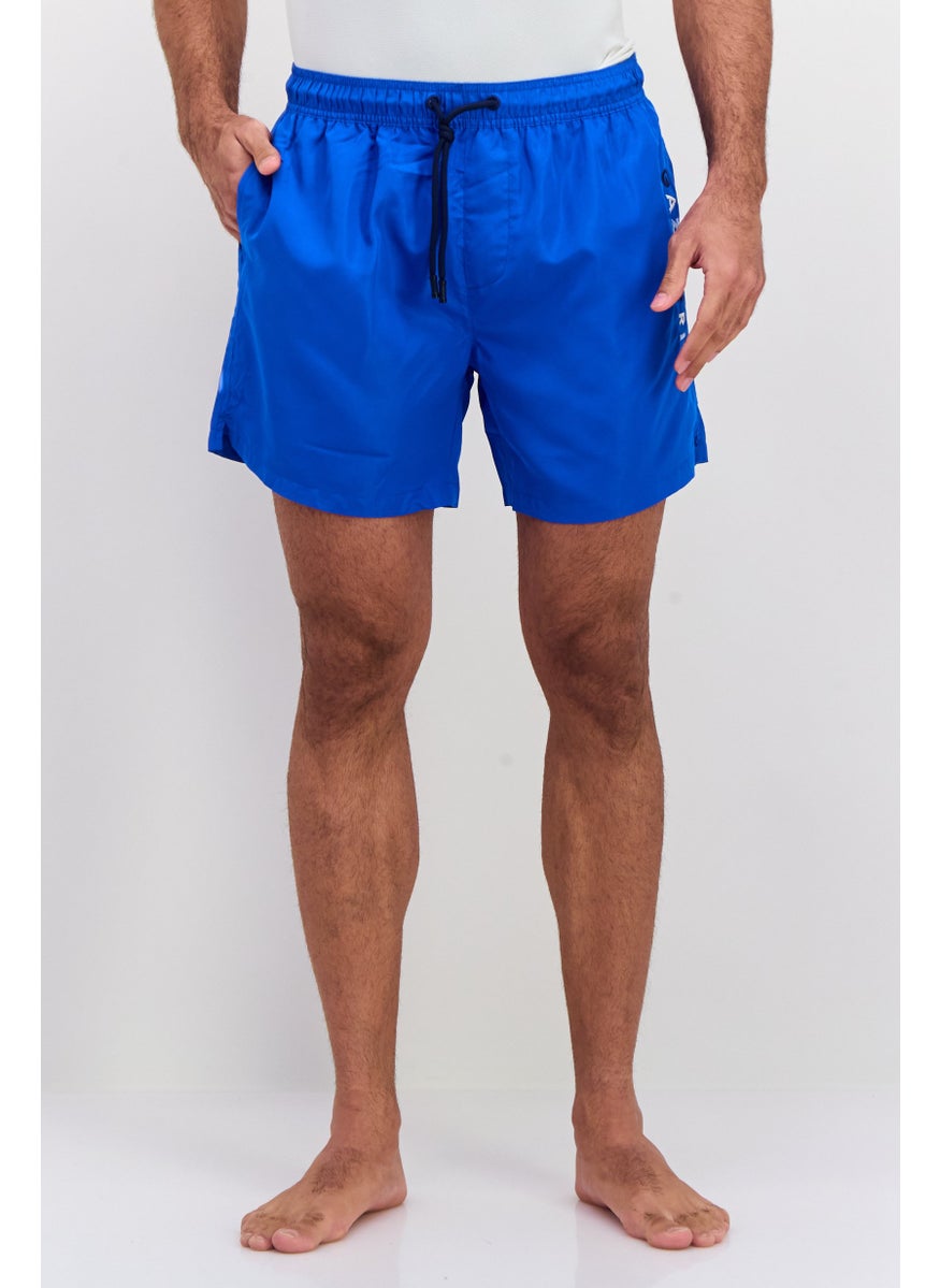 Gazzarrini Men Drawstring Embroidered Logo Swim Short, Blue  - Image 1