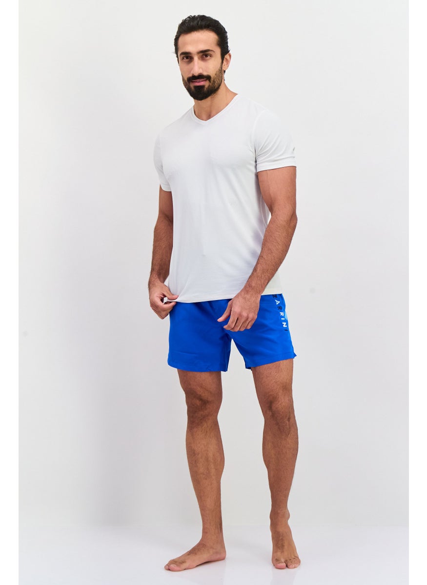 Gazzarrini Men Drawstring Embroidered Logo Swim Short, Blue  - Image 4