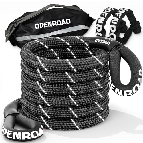 OPENROAD Kinetic Recovery Tow Rope, 4800 LBS (1in x 30ft with Soft Shackle) Extreme Duty 35% Elasticity Energy Offroad Snatch Strap, Vehicle Recovery Kit for Jeep Car Truck ATV UTV SUV - Image 1