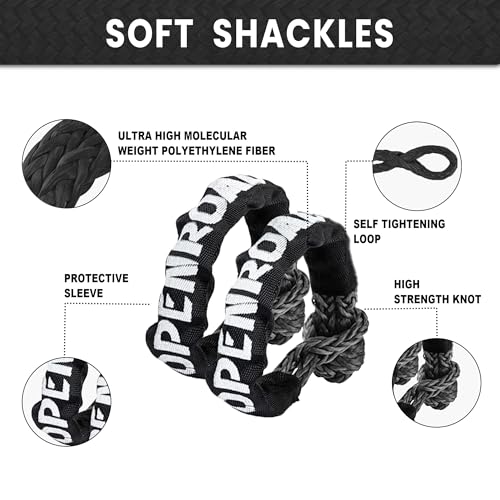 OPENROAD Kinetic Recovery Tow Rope, 4800 LBS (1in x 30ft with Soft Shackle) Extreme Duty 35% Elasticity Energy Offroad Snatch Strap, Vehicle Recovery Kit for Jeep Car Truck ATV UTV SUV - Image 3