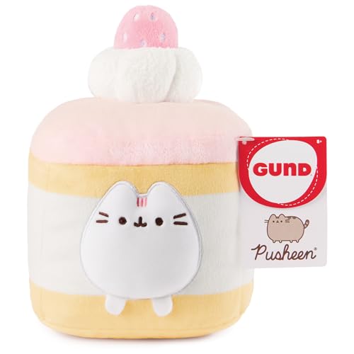 GUND Pusheen Strawberry Sponge Cake Plush, Squishy Toy, Collectible Plush Toy, Dessert Plush, Cat Stuffed Animal for Ages 8 and Up, Pink, 6” - Image 5