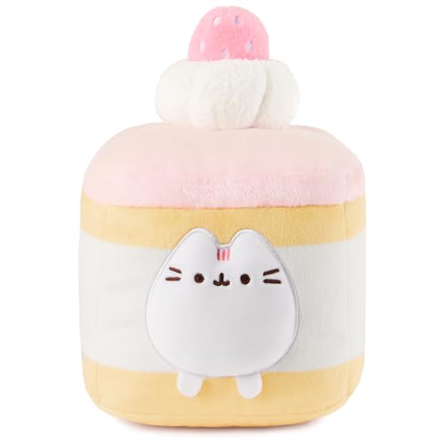 GUND Pusheen Strawberry Sponge Cake Plush, Squishy Toy, Collectible Plush Toy, Dessert Plush, Cat Stuffed Animal for Ages 8 and Up, Pink, 6” - Image 1