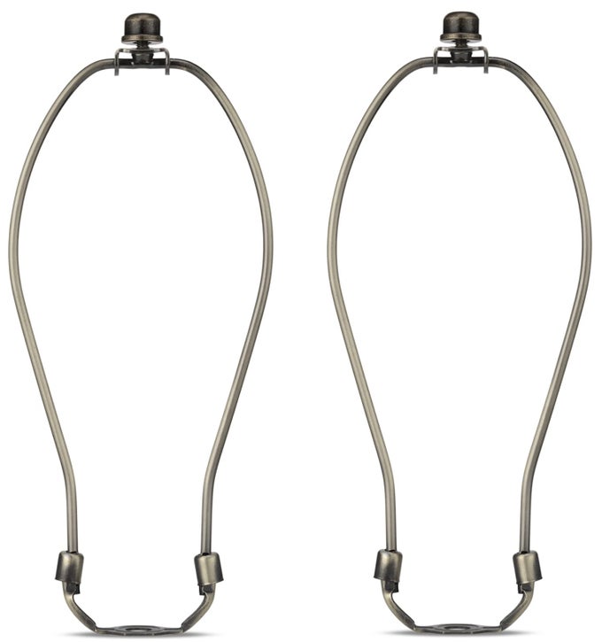 ANTIQUE BRASS 10 INCH LAMP SHADE HOLDER KIT WITH FINIAL CAPS 2 SET HEAVY DUTY HARP HOLDER FOR TABLE AND FLOOR LAMPS
