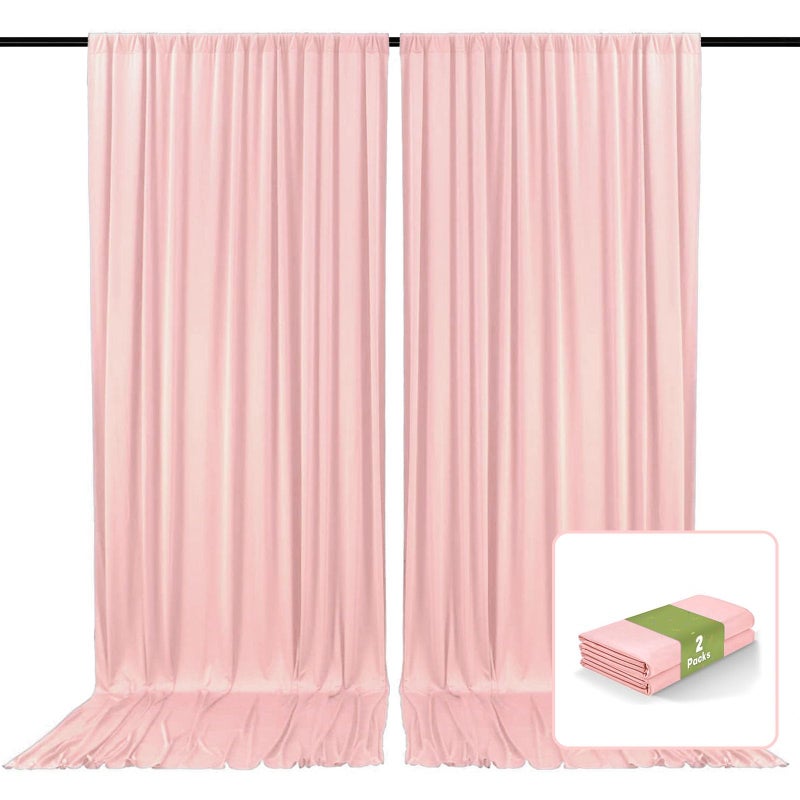 Zankubom 2 Panels Light Pink Backdrop Curtain, 10 x 10 Feet Background Curtains for Parties, Weddings, Baby Showers, Bachelorette Halloween, Christmas Birthday Party Photoshoot Backdrop Curtains Decorations - Image 1