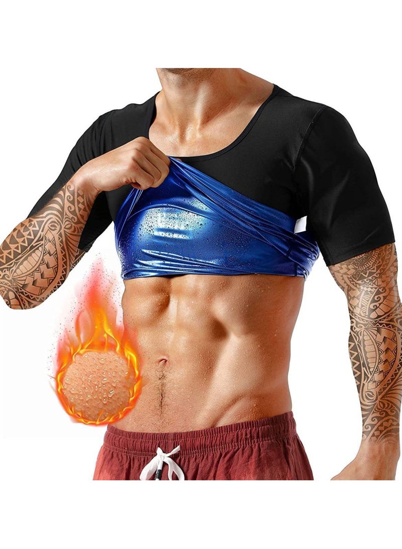 Generic Sauna Sweat Suits Shirt Waist Trainer for Men Compression Vest Workout Gym Clothes Sweat Enhancer Short Sleeve - Image 1