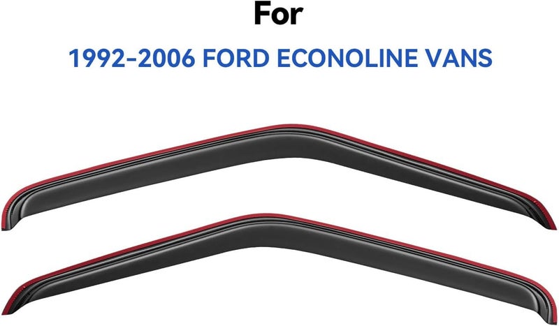 YQAUTEC in-Channel Window Visors Rain Guards for 1992-2006 Ford Econoline Vans - Image 2