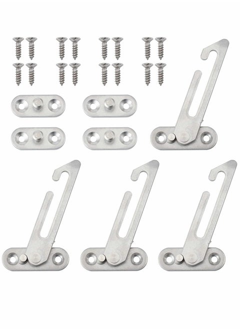4PCS Window Restrictor Locks UPVC Window Restrictor Hook Window Security Lock Stainless Steel Child Lock Restrictor Safety Catch with Screws- Right