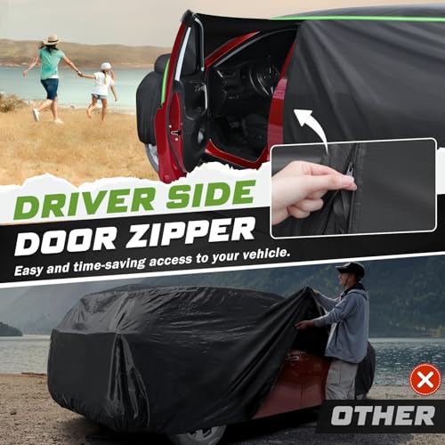 Mixsuper Liner Car Cover for GMC Yukon 2007-2014 & 2015-2026, 7 Layers Waterproof All Weather SUV Cover with Driver Side Zipper Door, Windproof Straps & Reflective Strips - Image 3