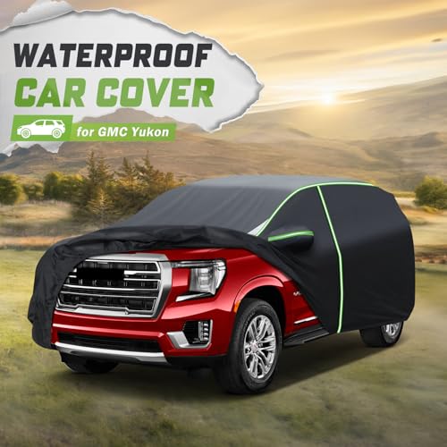 Mixsuper Liner Car Cover for GMC Yukon 2007-2014 & 2015-2026, 7 Layers Waterproof All Weather SUV Cover with Driver Side Zipper Door, Windproof Straps & Reflective Strips - Image 2