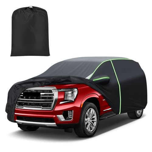Mixsuper Liner Car Cover for GMC Yukon 2007-2014 & 2015-2026, 7 Layers Waterproof All Weather SUV Cover with Driver Side Zipper Door, Windproof Straps & Reflective Strips - Image 1