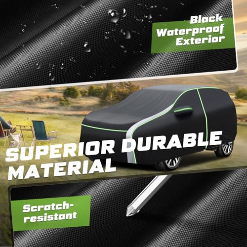 Mixsuper Liner Car Cover for GMC Yukon 2007-2014 & 2015-2026, 7 Layers Waterproof All Weather SUV Cover with Driver Side Zipper Door, Windproof Straps & Reflective Strips - Image 5