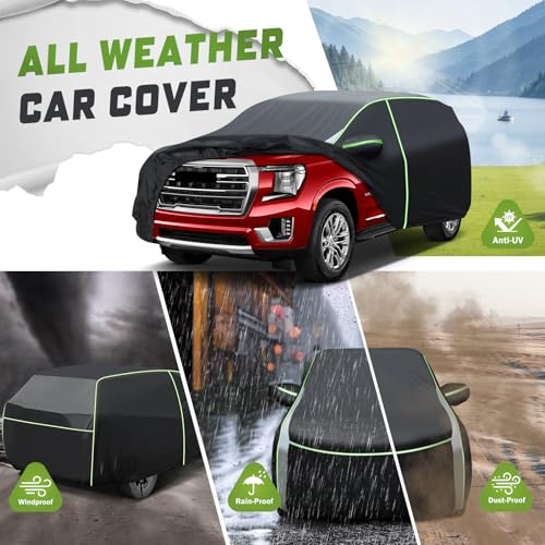 Mixsuper Liner Car Cover for GMC Yukon 2007-2014 & 2015-2026, 7 Layers Waterproof All Weather SUV Cover with Driver Side Zipper Door, Windproof Straps & Reflective Strips - Image 4