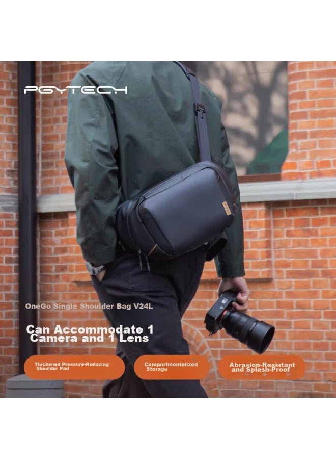 بجي تك Pgytech Camera Bag Onegov2 حقيبة كتف، حقيبة تصوير Dandelion، حقيبة ظهر كاميرا ميرورلس، حقيبة عدسة داخلية، حقيبة كاميرا Dslr عبر الجسم، حقيبة سفر محمولة مقاومة للماء، لون العقيق الأسود 4l - Image 1