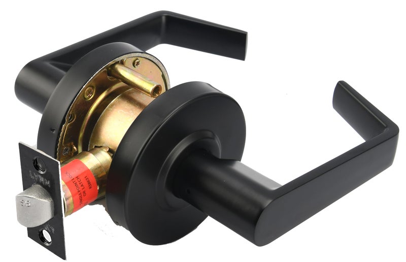 LYNN HARDWARE Commercial Door Lever Lock HeavyDuty Locking Door Handle Designer Door Handles Cylindrical Lever Lock NonHanded Grade 2 Door Handle Matte Black PassageCloset