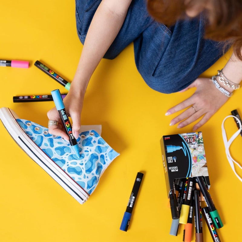 بوسكا أقلام ماركر دائمة على أساس مائي من POSCA PC-5M، مجموعة من 8 أقلام (ألوان معدنية) - Image 4