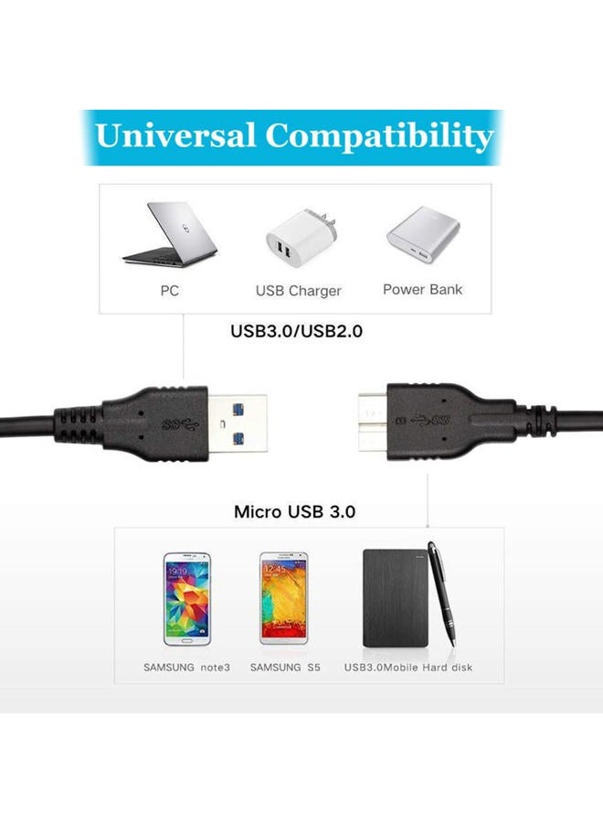 Warmstor Micro USB 3.0 Cable 3.3ft USB 3.0 A to Micro B Cable Cord Compatible with Camera, Seagate External Hard Drive, WD Western Digital My Passport and Elements Hard Drives - Image 4