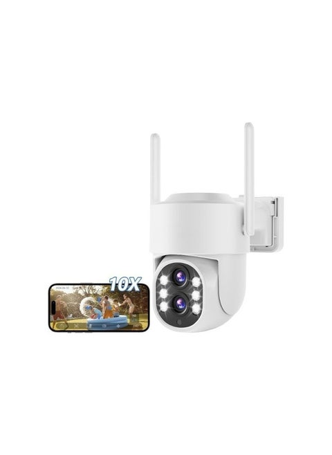 CKK 2MP Dual Lens Wireless Outdoor Security Device – 10X Zoom, 360° Pan & Tilt, AI Motion Detection, 24/7 Recording, WiFi 2.4/5GHz, Plug & Play