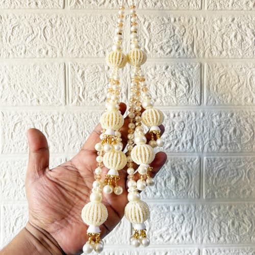 Adikala Craft Store Handmade Ethnic Cutdana Latkan Tassel Set of 2 for Saree Pallu, Blouse, Suits, Dupatta, Lehenga Decor, DIY Art & Crafts (Mix) - Image 1