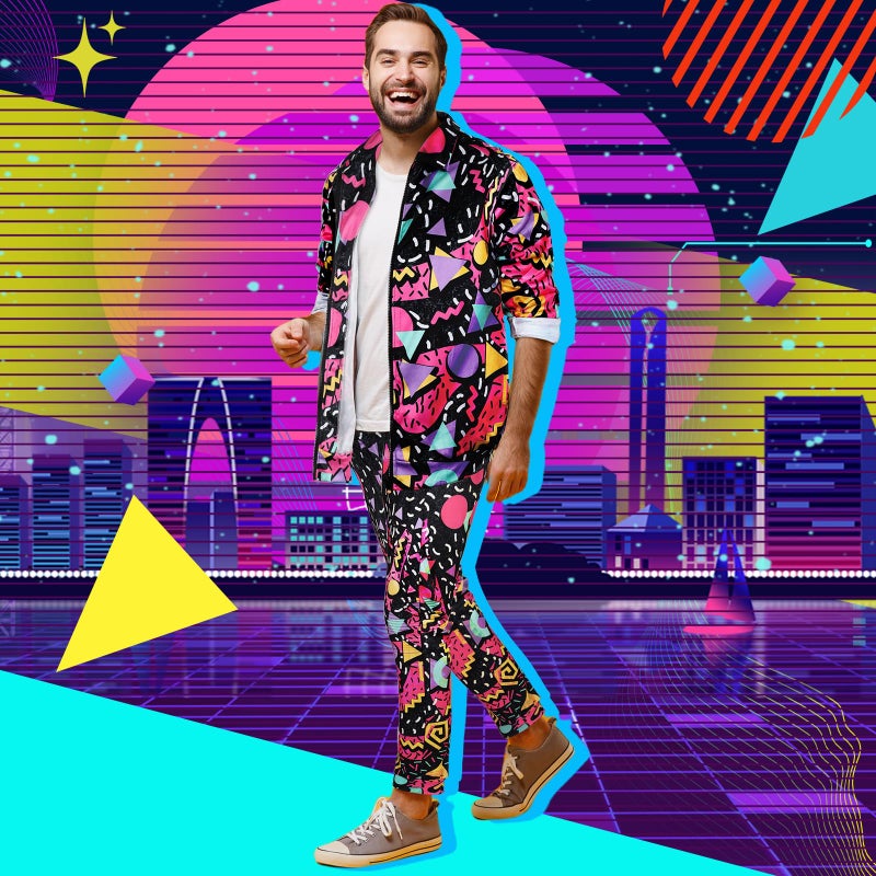 Arssm Retro 80s 90s Outfit Sets for Men Vintage Jacket and Joggers Sweatpants 80s Tracksuit Streetwear(Purple-XL) - Image 3