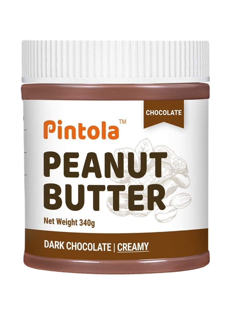 Pintola Creamy Dark Chocolate Peanut Butter 340g | High in Protein | Made from Premium Roasted Peanuts | Gluten-Free - Image 1