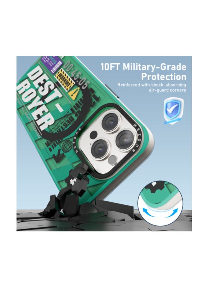 Mezone Destroyer iPhone 14 Pro MagSafe Case, Shockproof & Anti-Yellowing Phone Case Reinforced Corners with Airguard, Green  - Image 4