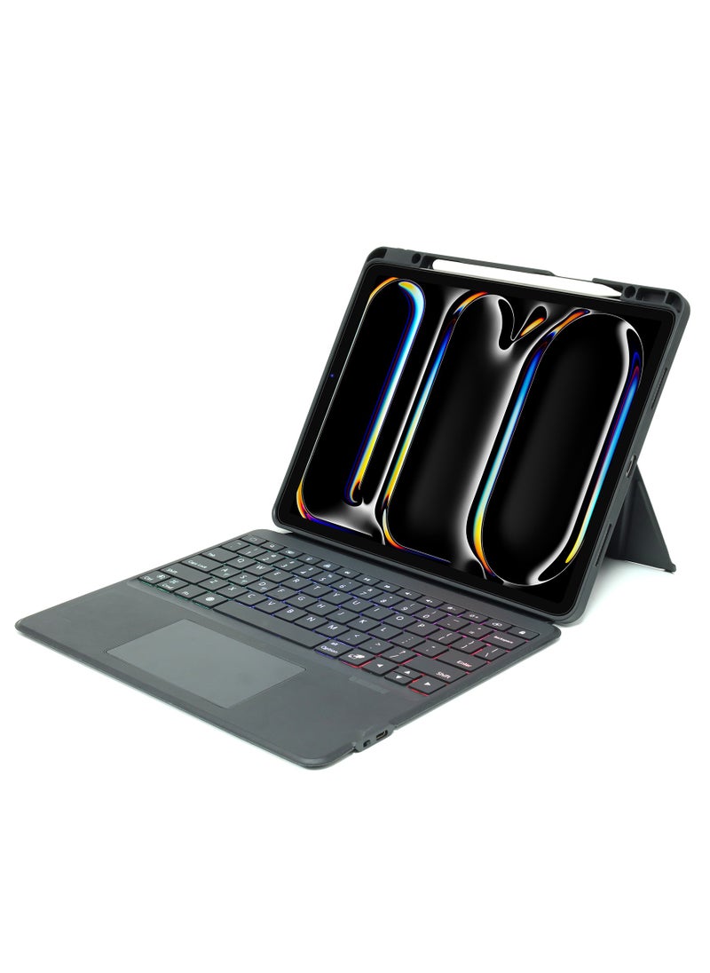 تيجو - حافظة لوحة مفاتيح iPad 11th(A16, 2025) و10.9 الجيل العاشر 2022، مع اللغة الإنجليزية والعربية، قابلة للفصل المغناطيسي، لوحة تتبع ذكية، حامل قابل للتعديل، وضع مزدوج عمودي/أفقي، لوحة مفاتيح بإضاءة خلفية 7 ألوان لجهاز iPad 10th 10.9 بوصة 2022 - Image 1