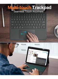 T I G O iPad 11th (A16, 2025) & 10.9 10th Gen 2022 Keyboard Case, with English & Arabic Language, Magnetic Detachable, Smart Trackpad, Adjustable Stand, Portrait/Landscape Dual Mode, 7 color Backlit Keyboard for iPad 11th A16, 2025 & iPad 10th 10.9” 2022  - Image 5
