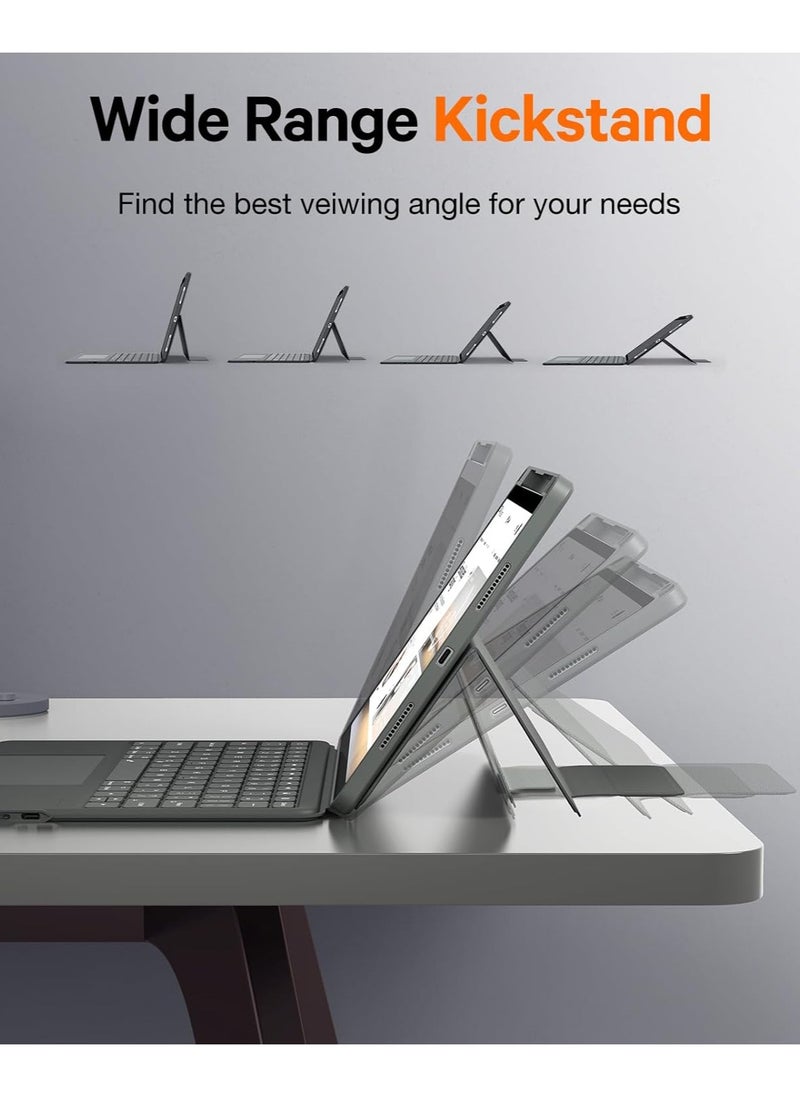 تيجو - حافظة لوحة مفاتيح iPad 11th(A16, 2025) و10.9 الجيل العاشر 2022، مع اللغة الإنجليزية والعربية، قابلة للفصل المغناطيسي، لوحة تتبع ذكية، حامل قابل للتعديل، وضع مزدوج عمودي/أفقي، لوحة مفاتيح بإضاءة خلفية 7 ألوان لجهاز iPad 10th 10.9 بوصة 2022 - Image 1