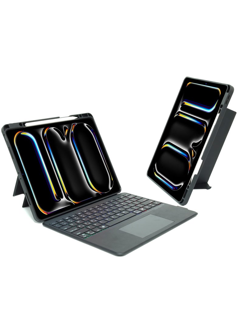 تيجو - حافظة لوحة مفاتيح iPad 11th(A16, 2025) و10.9 الجيل العاشر 2022، مع اللغة الإنجليزية والعربية، قابلة للفصل المغناطيسي، لوحة تتبع ذكية، حامل قابل للتعديل، وضع مزدوج عمودي/أفقي، لوحة مفاتيح بإضاءة خلفية 7 ألوان لجهاز iPad 10th 10.9 بوصة 2022 - Image 1