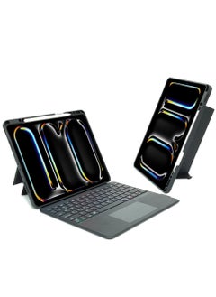 حافظة لوحة مفاتيح iPad 11th(A16, 2025) و10.9 الجيل العاشر 2022، مع اللغة الإنجليزية والعربية، قابلة للفصل المغناطيسي، لوحة تتبع ذكية، حامل قابل للتعديل، وضع مزدوج عمودي/أفقي، لوحة مفاتيح بإضاءة خلفية 7 ألوان لجهاز iPad 10th 10.9 بوصة 2022