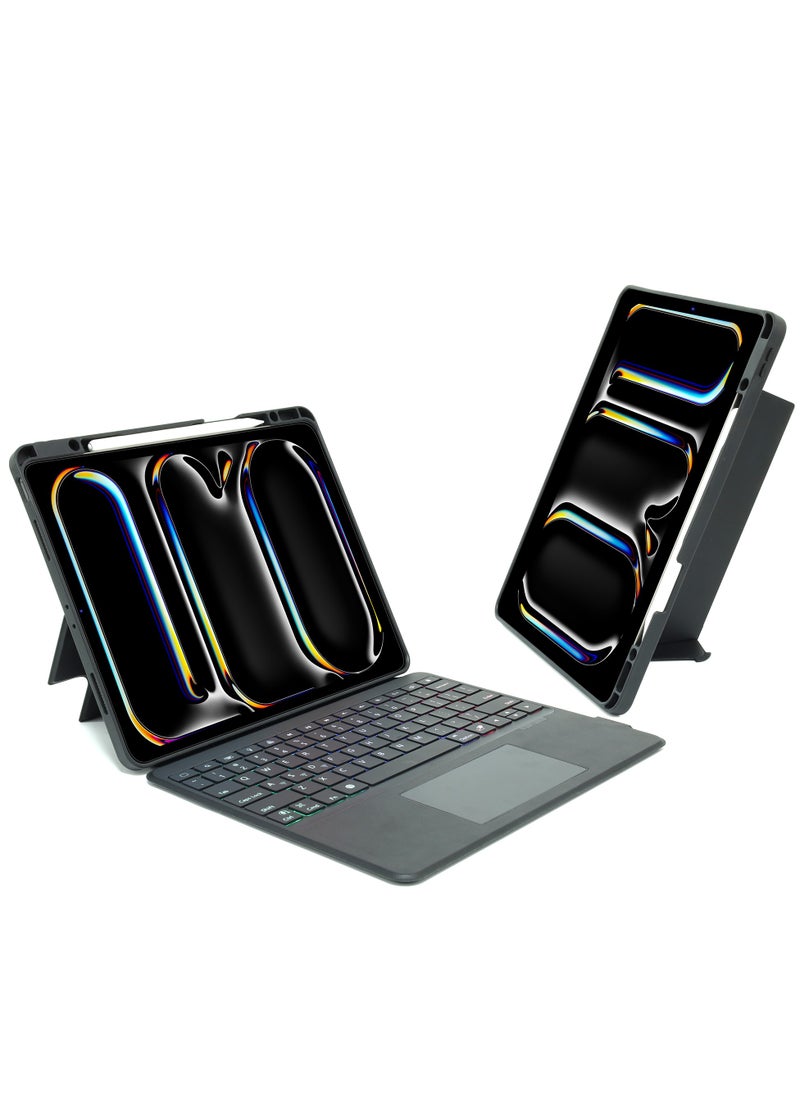 تيجو - حافظة لوحة مفاتيح iPad 11th(A16, 2025) و10.9 الجيل العاشر 2022، مع اللغة الإنجليزية والعربية، قابلة للفصل المغناطيسي، لوحة تتبع ذكية، حامل قابل للتعديل، وضع مزدوج عمودي/أفقي، لوحة مفاتيح بإضاءة خلفية 7 ألوان لجهاز iPad 10th 10.9 بوصة 2022 - Image 1